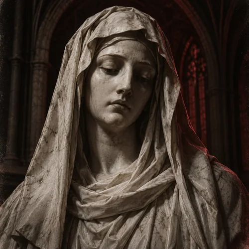 Veiled Gothic marble sculpture